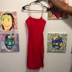 Cute red club dress.